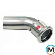 Коліно оцинковане Sanha (1м) 45* 24040 22, Варіант: 1 муфта, Градус (град.): 45, Діаметр (мм): 22, фото 