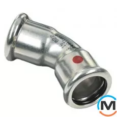 Коліно оцинковане Sanha (2м) 45* 24041 15, Варіант: 2 муфти, Градус (град.): 45, Діаметр (мм): 15, фото 