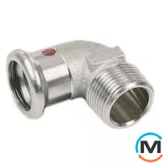 Коліно оцинковане Sanha 24092g 15х1/2" Пр-ЗР, Варіант: Пр-ЗР, Тип різьблення: Зовнішня, Діаметр різьблення: 1/2", Діаметр (мм): 15, фото 