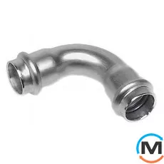 Коліно з нержавіючої сталі Sanha NiroSan (2м) 90* 9002а 64, Варіант: 2 муфти, Градус (град.): 90, Діаметр (мм): 64, фото 