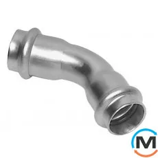 Коліно з нержавіючої сталі Sanha NiroSan (2м) 45* 9041 108, Варіант: 2 муфти, Градус (град.): 45, Діаметр (мм): 108, фото 