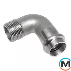 Коліно з нержавіючої сталі Sanha NiroSan 9092 AG 15х1/2" Пр-ЗР, Тип різьблення: Зовнішня, Діаметр різьблення: 1/2", Діаметр (мм): 15, фото 