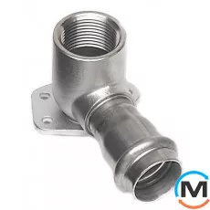 Коліно з нержавіючої сталі Sanha NiroSan настінне 9472g 15х1/2", Тип різьблення: Внутрішня, Діаметр різьблення: 1/2", Діаметр (мм): 15, фото 