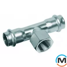 Трійник з нержавіючої сталі Sanha NiroSan 9130g 22х1/2х22, Тип різьблення: Внутрішня, Діаметр різьблення: 1/2", Діаметр (мм): 22, фото 