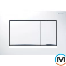 Клавіша Geberit Sigma 30, подвійний змив, білий/хром глянсовий/білий, фото 