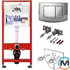 Комплект TECEbase (модуль + панель змиву TECEambia хром глянсовий + кріплення + прокладка), фото 