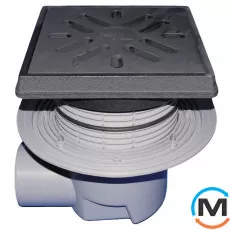 Дворовий трап серії HL Perfekt DN110 горизонтальний з обтискним фланцем 260х260мм, фото 