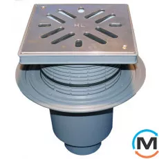 Дворовий трап серії HL Perfekt DN160 вертикальний з обтискним фланцем, 240х240мм, фото 