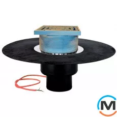 Покрівельна вирва HL DN160 з бітумним полотном та підігрівом (10-30Вт/230В). Прохідна – 148х148мм/1, фото 