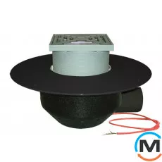 Покрівельна вирва HL DN75 для експлуатованої покрівлі, горизонтальний випуск, з ПП-фланцем та електро, фото 