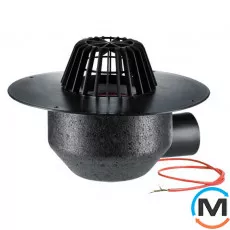 Покрівельна вирва HL DN75, горизонтальний випуск, з ПП-фланцем та електрообігрівом (10-30W/230V), фото 