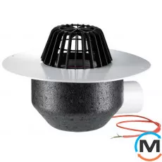 Покрівельна вирва HL DN110, горизонтальний випуск, з ПВХ-фланцем та електрообігрівом (10-30W/230V), фото 