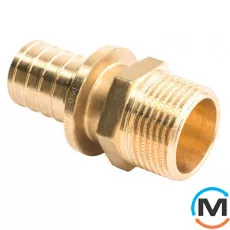 Перехідник Aquapex із зовнішнім різьбленням 20 x G 1/2", Тип різьблення: Зовнішня, Діаметр різьблення: 1/2", Діаметр (мм): 20, Робочий тиск (бар): 10, Матеріал: Латунь, фото 