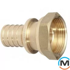 Перехідник Aquapex з накидною гайкою 16 x Rp 3/4", Тип різьблення: Накидна гайка, Діаметр різьблення: 3/4", Діаметр (мм): 16, Робочий тиск (бар): 10, Матеріал: Латунь, фото 