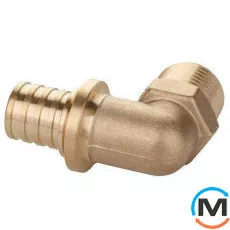 Куточок Aquapex із зовнішнім різьбленням 20 мм x G 3/4", Варіант: Простий, Тип різьблення: Зовнішня, Діаметр різьблення: 3/4", Виконання: Короткий, Діаметр (мм): 20, Робочий тиск (бар): 10, Матеріал: Латунь, фото 