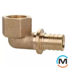 Куточок Aquapex з внутрішнім різьбленням 16 мм x G 3/4", Варіант: Простий, Тип різьблення: Внутрішня, Діаметр різьблення: 3/4", Виконання: Короткий, Діаметр (мм): 16, Робочий тиск (бар): 10, Матеріал: Латунь, фото 