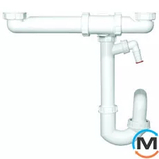Сифон HL, що економить простір, DN40х6/4" з шаровим шарніром, підключенням пральної або посудом, фото 