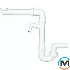 Сифон HL, що економить простір, DN40х6/4" з шаровим шарніром, підключенням пральної або посудом, фото 