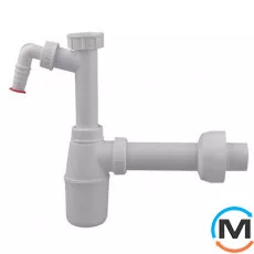 Сифон HL для мийок DN40х5/4" з підключенням пральної або посудомийної машини, з декоративною розеткою, фото 