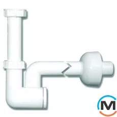 Сифон HL для умивальника і біде DN32х5/4", з прочищенням-брудозбірником, з вихідним колін, що обертається, фото 