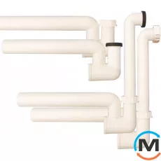 Сифон HL з ущільненням DN40 горизонт. з приєднанням (верт. або горизонт.) з вод. затвором та хутро., фото 