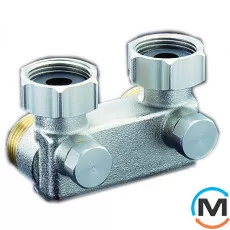 Вузол нижнього підключення Oventrop кутовий G¾ х G¾ для переплутаних підводів, Діаметр різьблення: 3/4", Виконання: Кутовий, фото 