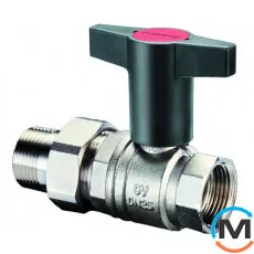 Кран кульовий Oventrop "Optibal" американка 3/4" вн.-нар, Тип різьблення: Внутрішня/Зовнішня, Діаметр різьблення: 3/4", Виконання: Прямий, Тип ручки: Маховик, Робочий тиск (бар): 16, Матеріал: Латунь, фото 