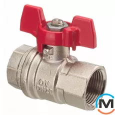 Кран кульовий Oventrop "Optibal" 1" метелик", Тип різьблення: Внутрішня/Внутрішня, Діаметр різьблення: 1", Виконання: Прямий, Тип ручки: Метелик, Робочий тиск (бар): 16, Матеріал: Латунь, фото 