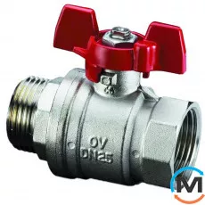 Кран кульовий Oventrop "Optibal" 3/4" вн.-нар., Тип різьблення: Внутрішня/Зовнішня, Діаметр різьблення: 3/4", Виконання: Прямий, Тип ручки: Метелик, Робочий тиск (бар): 16, Матеріал: Латунь, фото 