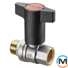 Кран кульовий Oventrop "Optibal" 1/2" вн.-нар., Тип різьблення: Внутрішня/Зовнішня, Діаметр різьблення: 1/2", Виконання: Прямий, Тип ручки: Маховик, Робочий тиск (бар): 16, Матеріал: Латунь, фото 