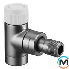 Термостатический клапан Oventrop угловой "Е" 1/2", матовая сталь, Диаметр резьбы: 1/2", Исполнение: Угловой, Цвет: Матовая сталь, фото 