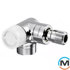 Термостатический клапан Oventrop 3-осевой "Е" 1/2", левое подключение, хромированный, Диаметр резьбы: 1/2", Исполнение: Торцевой левый, Цвет: Хром, фото 