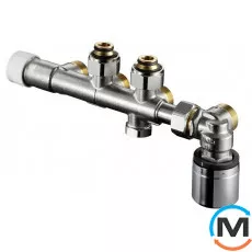 Узел нижнего подключения Oventrop "Multiblock T-RTL" для 2-х трубных систем, G¾, Диаметр резьбы: 3/4", Исполнение: Угловой, Цвет: Никелированный, фото 