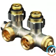 Вузол нижнього підключення Oventrop "Multiblock T" кутовий, для одно та 2-х трубних систем, Rp½, Діаметр різьблення: 1/2", Виконання: Кутовий, фото 