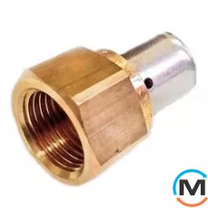 Пресс соединение Valsir с внутренней резьбой 16х1/2", Тип резьбы: Внутренняя, Диаметр резьбы: 1/2", Назначение труб: Универсальная, Диаметр (мм): 16, Рабочее давление (бар): 10, Материал: Латунь, фото 