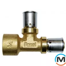 Тройник пресс Valsir 1/2"Вх16х16, Тип резьбы: Внутренняя, Диаметр резьбы: 1/2", Модификация: 1/2"Вх16х16, Назначение труб: Универсальная, Диаметр (мм): 16, Рабочее давление (бар): 10, Материал: Латунь, фото 