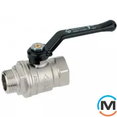 Кран кульовий Bugatti вн.-нар. ручка 1 1/4" PN 40, Тип різьблення: Внутрішня/Зовнішня, Діаметр різьблення: 1 1/4", Виконання: Прямий, Тип ручки: Ручка, Робочий тиск (бар): 40, Матеріал: Латунь, фото 