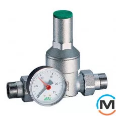 Хромований редуктор тиску НР-НР 1/2 з манометром, Діаметр різьблення: 1/2", фото 