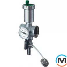 Хромований вузол FAR з повітро-випускником, термометром та зливним краном 1", фото 