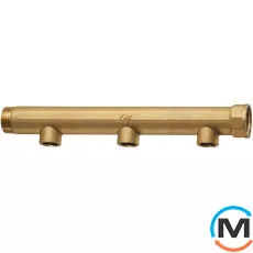 Модульный коллектор FAR 3 отвода 2" x 1"" ВР, Тип резьбы: Внутренняя, Количество выходов: 3, Тип коллектора: Простой, Диаметр вход/выход: 2", Диаметр подводов: 1", Резьба подводов: Трубная, Материал коллектора: Латунь, фото 