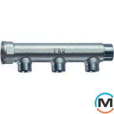 Коллектор FAR 3 отвода 1"x3/4" ТР, Количество выходов: 3, Тип коллектора: Простой, Диаметр вход/выход: 1", Диаметр подводов: 3/4", Резьба подводов: Трубная, фото 