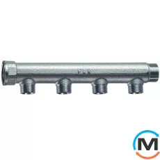 Коллектор FAR 4 отвода 1"x1/2" ТР, Количество выходов: 4, Тип коллектора: Простой, Диаметр вход/выход: 1", Диаметр подводов: 1/2", Резьба подводов: Трубная, фото 