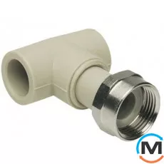 Полипропиленовый тройник Ekoplastik с накидной гайкой 25 мм х 1", Тип резьбы: Накидная гайка, Диаметр резьбы: 1", Диаметр (мм): 25, фото 