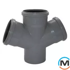 Хрестовина каналізаційна Valsir 67° 100/100/100, Варіант: Одноплощинна, Вид каналізації: Внутрішня, Тип каналізації: Проста, Градус (град.): 67, Модифікація: 100/100/100 67°, Діаметр (мм): 100, Матеріал: Полівінілхлорид (ПВХ), фото 