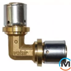 Уголок Valsir пресс 32, Назначение труб: Универсальная, Диаметр (мм): 32, Рабочее давление (бар): 10, Материал: Латунь, фото 