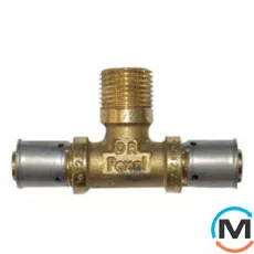 Тройник пресс Valsir 20х1/2"Нх20, Тип резьбы: Наружная, Диаметр резьбы: 1/2", Модификация: 20х1/2"Нх20, Назначение труб: Универсальная, Диаметр (мм): 20, Рабочее давление (бар): 10, Материал: Латунь, фото 