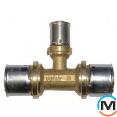 Тройник пресс Valsir 20х16х20, Модификация: 20х16х20, Назначение труб: Универсальная, Диаметр (мм): 20, Рабочее давление (бар): 10, Материал: Латунь, фото 