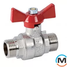 Кран кульовий Bonomi TAMIGI Ø1/2" ЗЗ метелик, Тип різьблення: Зовнішня/Зовнішня, Діаметр різьблення: 1/2", Виконання: Прямий, Тип ручки: Метелик, Робочий тиск (бар): 40, Матеріал: Латунь, фото 