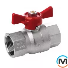 Кран кульовий Bonomi MISSOURI посилений Ø3/4" ВВ метелик, Тип різьблення: Внутрішня/Внутрішня, Діаметр різьблення: 3/4", Виконання: Прямий, Тип ручки: Метелик, Робочий тиск (бар): 40, Матеріал: Латунь, фото 