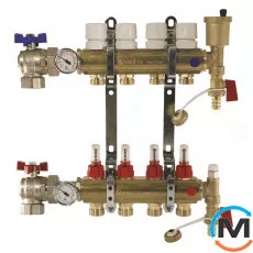 Коллектор Bianchi с расходомерами  Ø1" x 4 x 3/4" ЗР, Количество выходов: 4, фото 